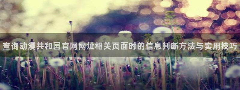 虫虫漫画最新推荐:查询动漫共和国官网网址相关页面时的信息判断方法与实用技巧配图